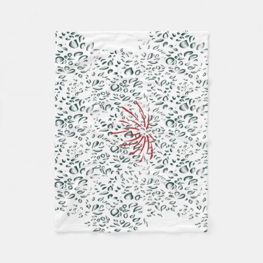 Een rode bloem op een zwarte achtergrond fleece deken (Voorkant)