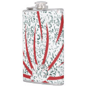 Een rode bloem op een zwarte achtergrond heupfles (Links)