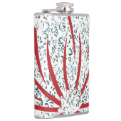 Een rode bloem op een zwarte achtergrond heupfles (Rechts)