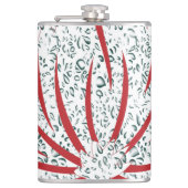 Een rode bloem op een zwarte achtergrond heupfles (Voorkant)