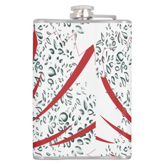 Een rode bloem op een zwarte achtergrond heupfles (Achterkant)