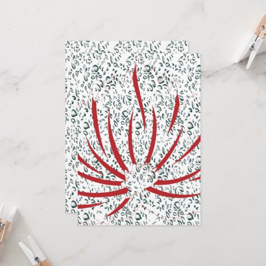 Een rode bloem op een zwarte achtergrond kaart (Voorkant / Achterkant in situ)