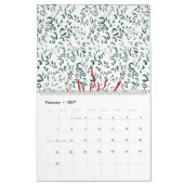 Een rode bloem op een zwarte achtergrond kalender (Feb 2027)