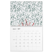 Een rode bloem op een zwarte achtergrond kalender (Mar 2027)