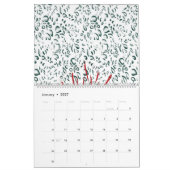 Een rode bloem op een zwarte achtergrond kalender (Jan 2027)