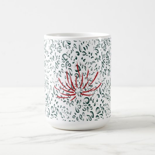 Een rode bloem op een zwarte achtergrond magische mok (Midden)