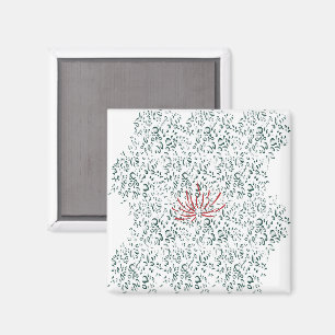 Een rode bloem op een zwarte achtergrond magneet