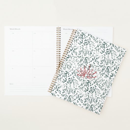 Een rode bloem op een zwarte achtergrond planner (Display)