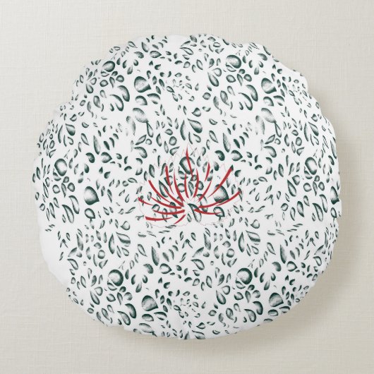 Een rode bloem op een zwarte achtergrond rond kussen (Voorkant)