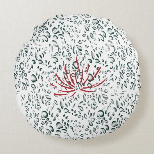 Een rode bloem op een zwarte achtergrond rond kussen (Voorkant)