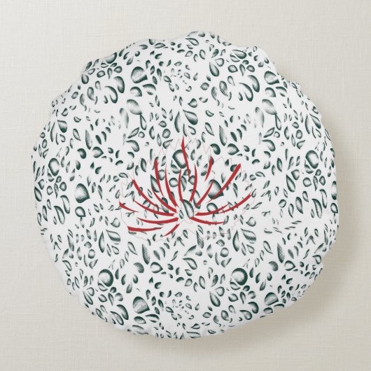 Een rode bloem op een zwarte achtergrond rond kussen (Achterkant)