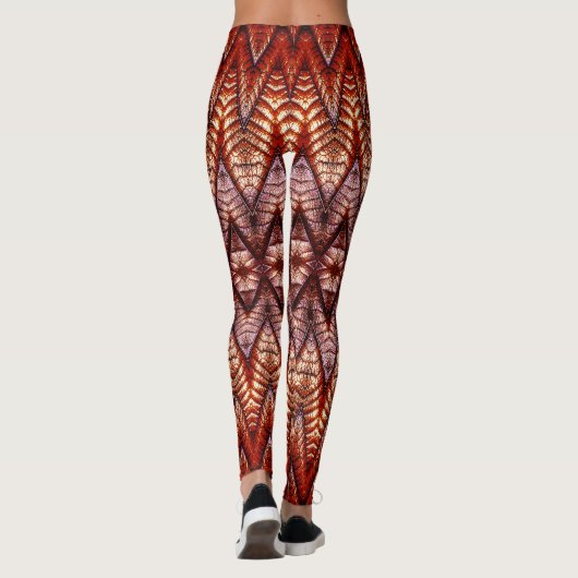 Een rode chevron textuur "Ratti_Creative_Arts" Leggings (Achterkant)