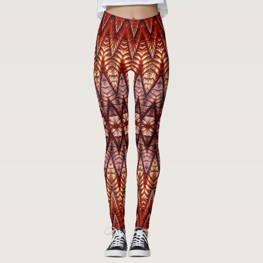 Een rode chevron textuur "Ratti_Creative_Arts" Leggings (Voorkant)