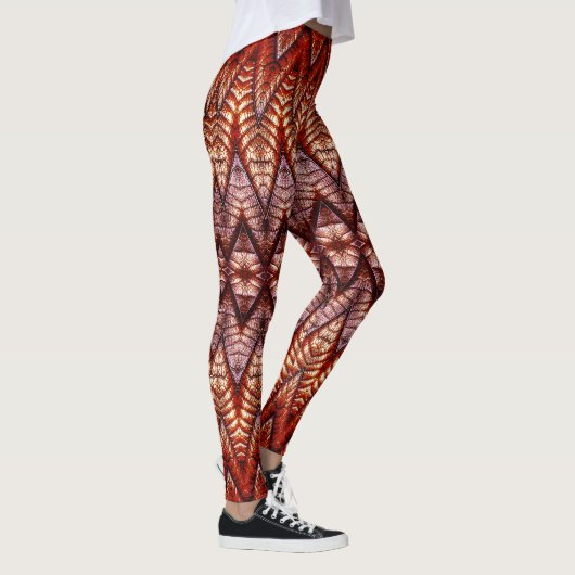 Een rode chevron textuur "Ratti_Creative_Arts" Leggings (Rechts)