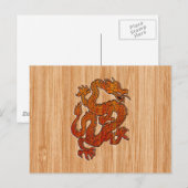 Een rode draak op Bamboe als Briefkaart (Voorkant / Achterkant)