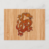 Een rode draak op Bamboe als Briefkaart (Voorkant)
