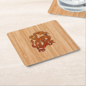 Een rode draak op Bamboe als Kartonnen Onderzetters (Schuin)