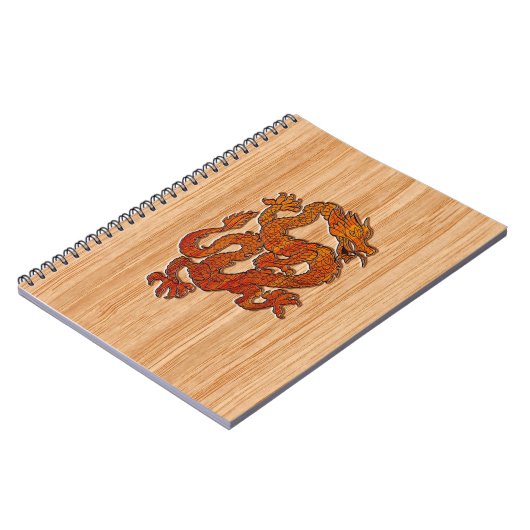 Een rode draak op Bamboe als Notitieboek (Linkerzijde)