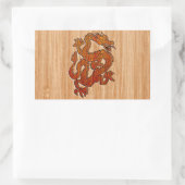 Een rode draak op Bamboe als Rechthoekige Sticker (Tas)