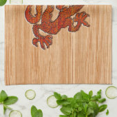 Een rode draak op Bamboe als Theedoek (Gevouwen)