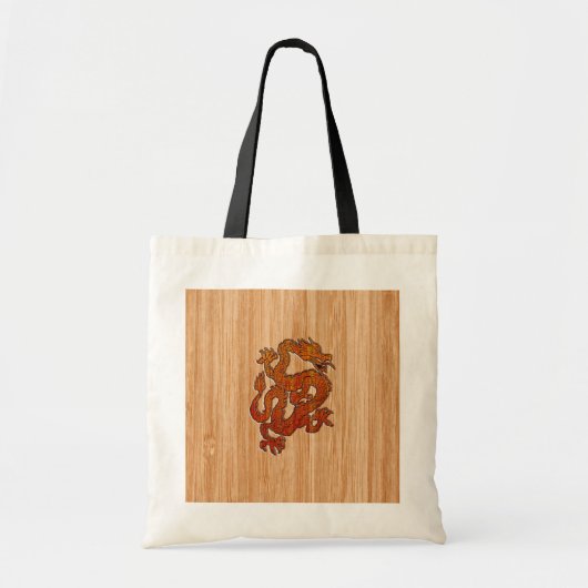 Een rode draak op Bamboe als Tote Bag (Voorkant)