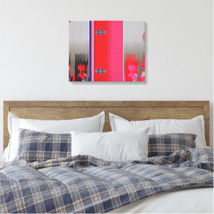 Een rode en blauwe sjaal met een decoratief patroo canvas afdruk