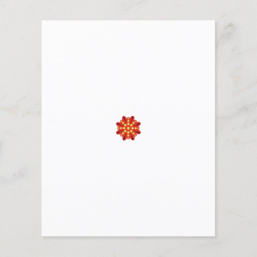 Een rode en gele bloem met zwarte stippen flyer (Voorkant)