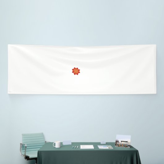 Een rode en gele bloem met zwarte stippen spandoek (Beurs)