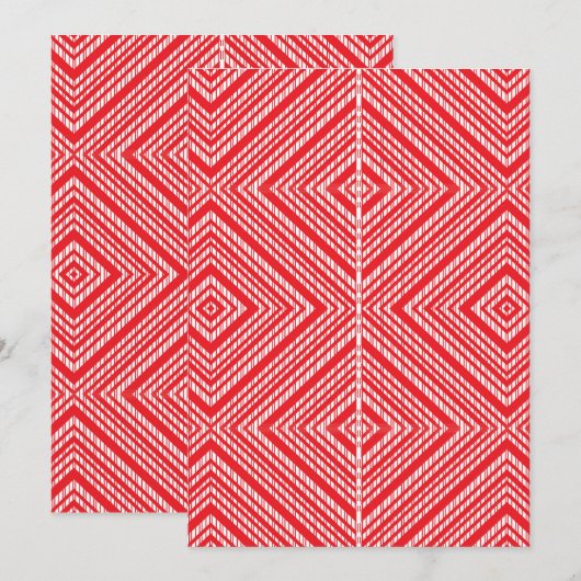 Een rode en witte achtergrond met een diamantpatro kaart (Voorkant / Achterkant)