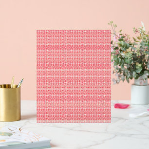 Een rode en witte achtergrond met een patroon acryl bord