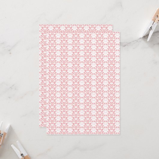 een rode en witte achtergrond met een patroon kaart (Voorkant / Achterkant in situ)