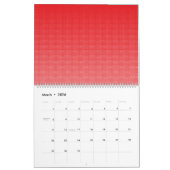 Een rode en witte achtergrond met kleine vierkantj kalender (Mar 2026)