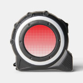 Een rode en witte achtergrond met kleine vierkantj rolmaat (Voorkant)