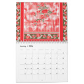 Een rode en zwarte sjaal versierd met een mooie vl kalender (Jan 2026)