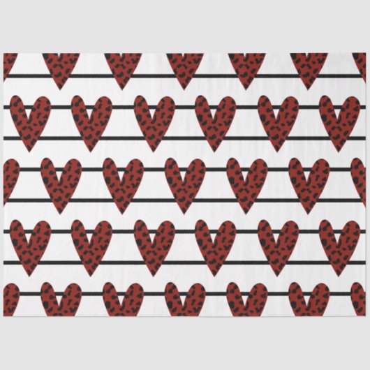 Een rode en zwarte Valentijn Design Series 3 Tissuepapier (Voorkant)