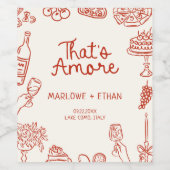 Een rode geïllustreerde bruiloft wijn etiket (Enkel label)