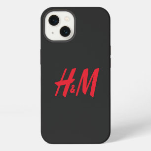 Een rode H en M logo op een zwarte achtergrond iPhone 13 Hoesje