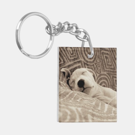 Een rode hond sleutelhanger (Voorkant Links)