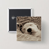 Een rode hond vierkante button 5,1 cm (Voorkant /achterkant)