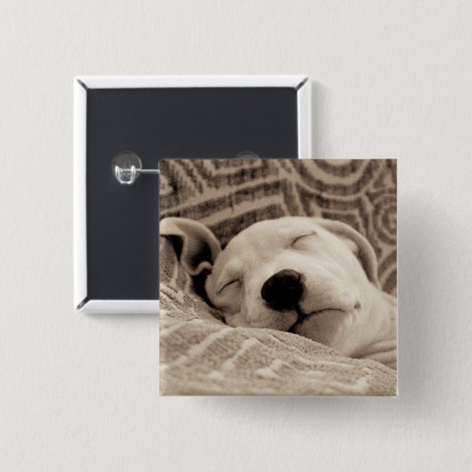 Een rode hond vierkante button 5,1 cm (Voorkant /achterkant)