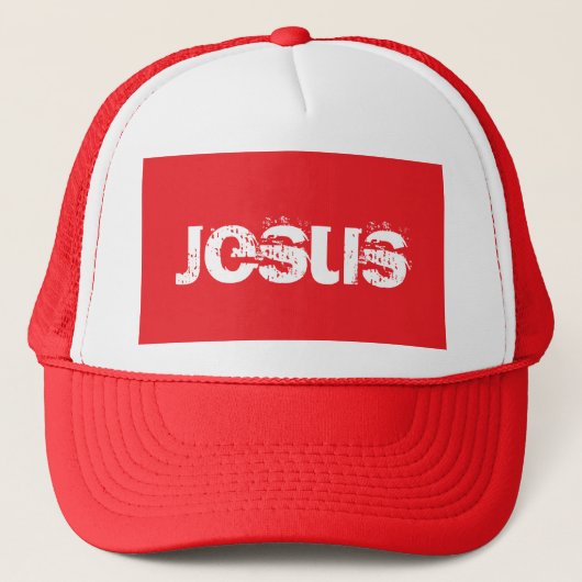 Een rode Jezus Trucker Pet (Voorkant)