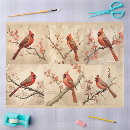 Een rode kardinaal serie ontwerp 1 tissuepapier (Craft)