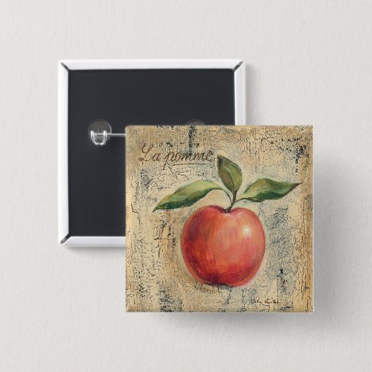Een Rode Kleine Apple Vierkante Button 5,1 Cm (Voorkant /achterkant)