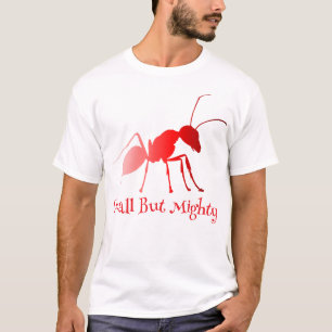 Een rode mier lichaam en benen weergegeven met een t-shirt