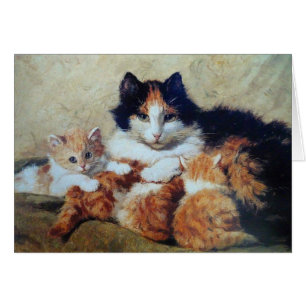 Een rode moeder - een kat met haar gele Kittens