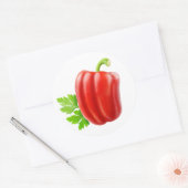 Eén rode paprika ronde sticker (Envelop)
