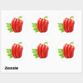 Eén rode paprika ronde sticker (Vel)