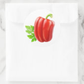 Eén rode paprika ronde sticker (Tas)