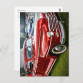 Een rode Plymouth Special Deluxe Coupe Briefkaart (Voorkant / Achterkant)