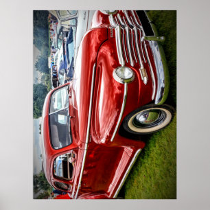 Een rode Plymouth Special Deluxe Coupe Poster